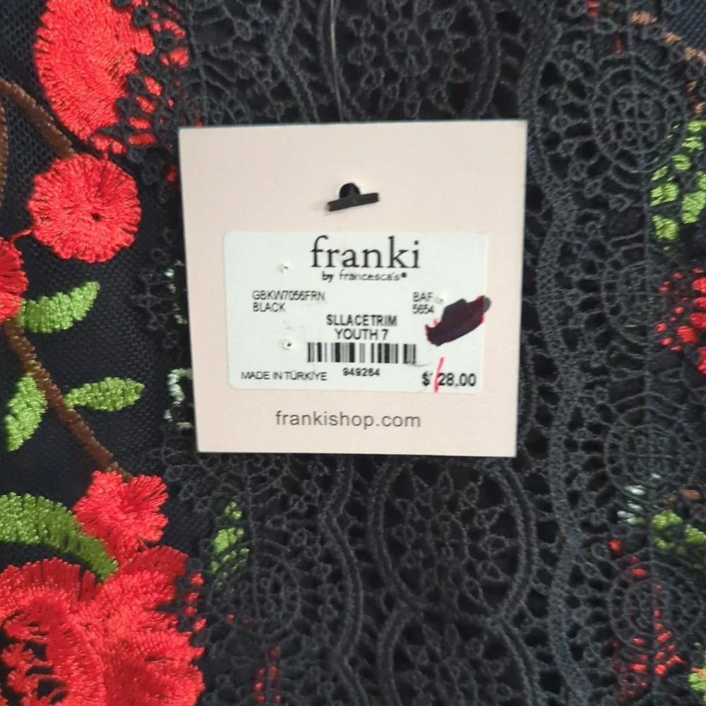 Frankie By‎ Francesca NWT Youth 7 Top W Lace Trim Flower Embroidery Gorgeous